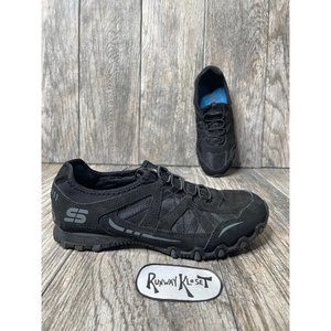 SKECHERS Bikers Bungee Slip On Skech Knit Leather Sneakers Women Black size 7